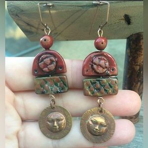 Handmade Artisan Copper and ceramic earrings by Bernie Ryman